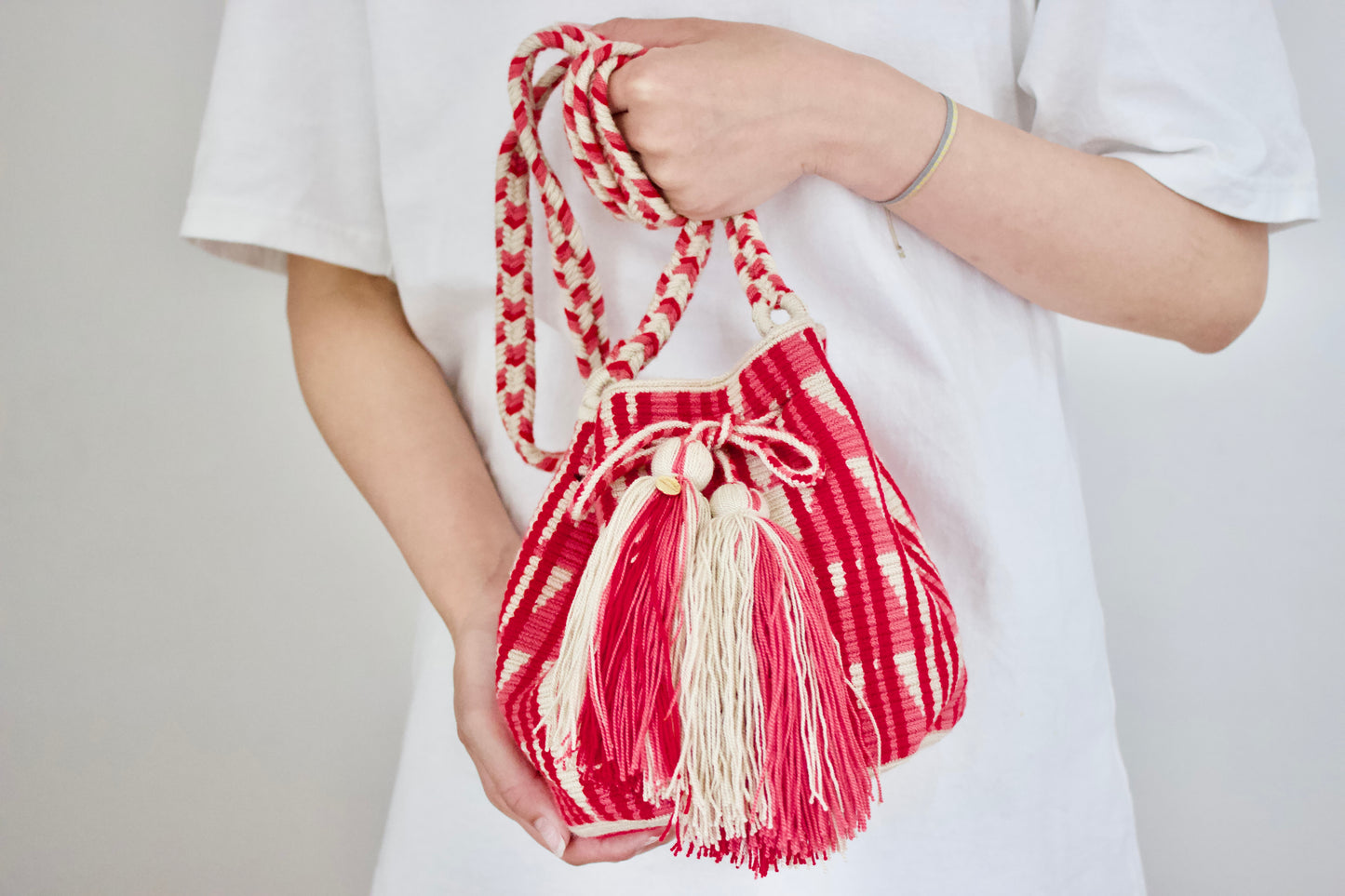 Guananaba(グアナバナ)medium bag ミディアムバッグ レッド×ピンク