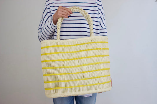 Guanabana(グアナバナ)handmade カゴバッグ basket ベージュ×イエロー G13F0019E