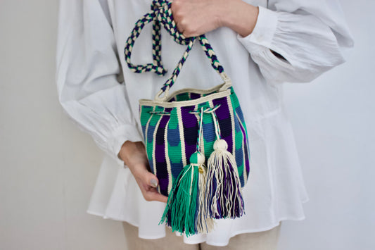 Guanabana(グアナバナ)Mediumu bag ミディアムバッグ エメラルドグリーン×パープル G12W00011911