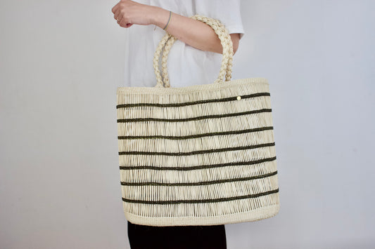 Guanabana（グアナバナ）新作カゴバッグ　basket  ベージュ×グリーン G13F-0019-A