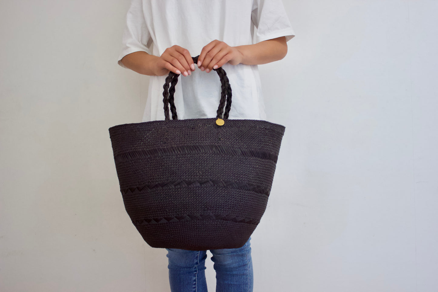 Guanabana（グアナバナ）ハンドメイド　新作カゴバッグ（ブラック）