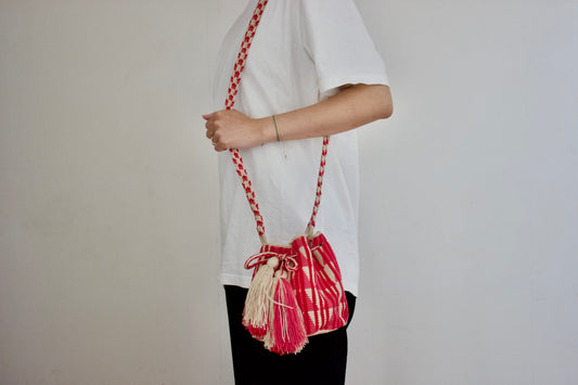 Guananaba（グアナバナ）medium bag ミディアムバッグ　レッド×ピンク