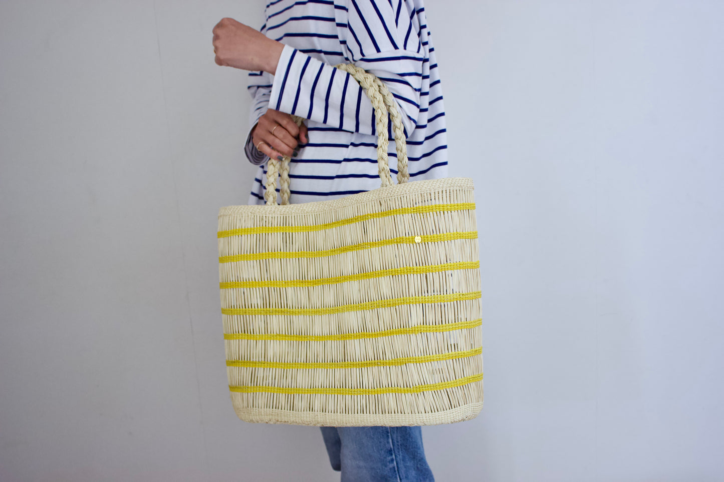 Guanabana（グアナバナ）handmade カゴバッグ basket ベージュ×イエロー G13F0019E