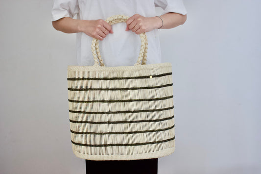 Guanabana（グアナバナ）新作カゴバッグ　basket  ベージュ×グリーン G13F-0019-A
