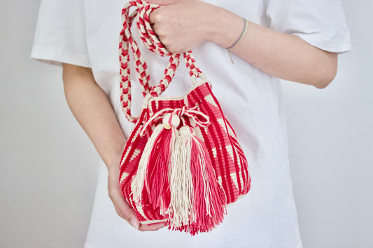 Guananaba（グアナバナ）medium bag ミディアムバッグ　レッド×ピンク