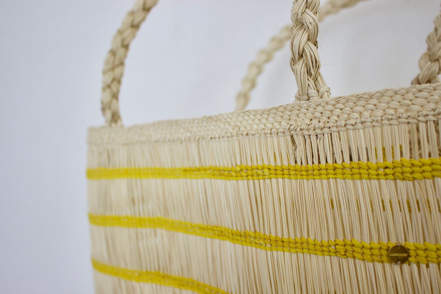 Guanabana（グアナバナ）handmade カゴバッグ basket ベージュ×イエロー G13F0019E